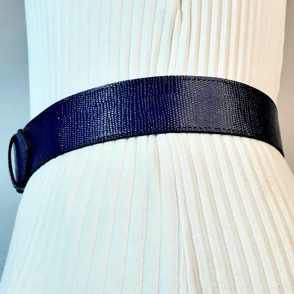 Astor Womens Lightweight Textured Navy Blue Belt Size Small Officewear